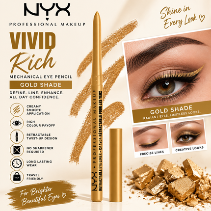 NYX Professional Makeup Vivid Rich Mechanical Eye Pencil Always Onyx Black Retractable Eyeliner