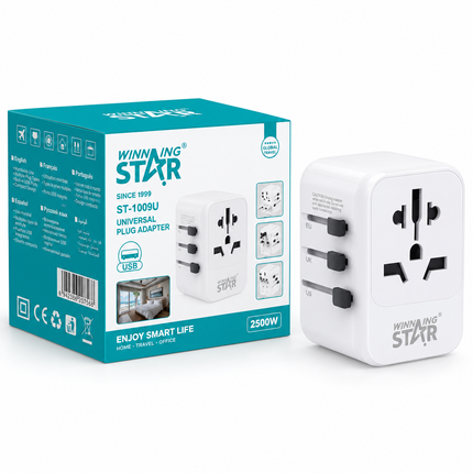 Winning Star 4 Way Extension Socket with USB Type C Charging 2500W