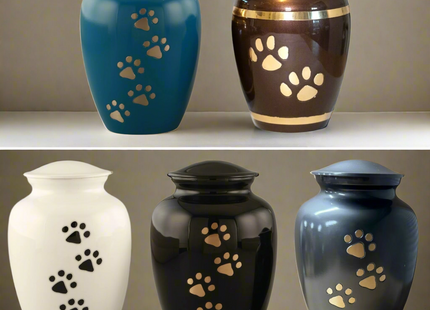 Royal Rapture Urn For Ashes Jar Paw Engraved Dog Cat Pet Funeral Cremation Love Urns Decorative 4" 6" 8" (RJM06)