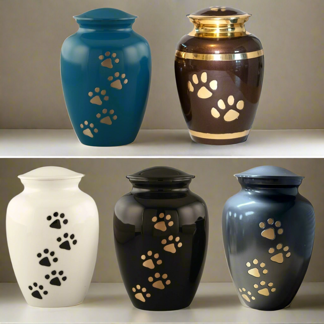 Royal Rapture Urn For Ashes Jar Paw Engraved Dog Cat Pet Funeral Cremation Love Urns Decorative 4" 6" 8" (RJM06)