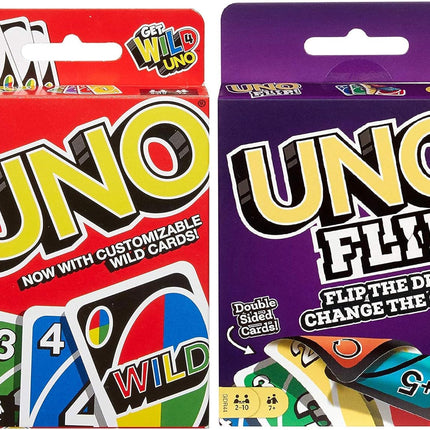 Mattel Card Games for Kids & Family – UNO + Flip, Pic Flip, DOS & ICONIC