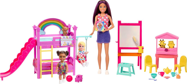 Barbie Skipper Babysitters Inc. Ultimate Daycare Playset – 3 Dolls, Bunk Beds, Color-Change Easel & 15+ Accessories – HND18