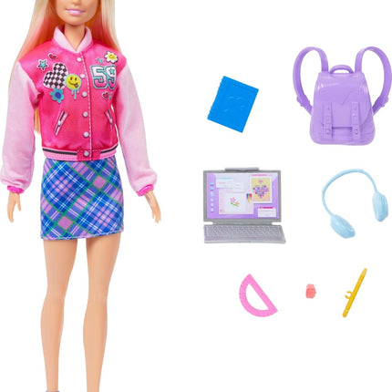 Barbie I Love School Doll with Accessories - School-Themed Outfit, Backpack & Laptop, Imaginative Role-Play Set - HRG84
