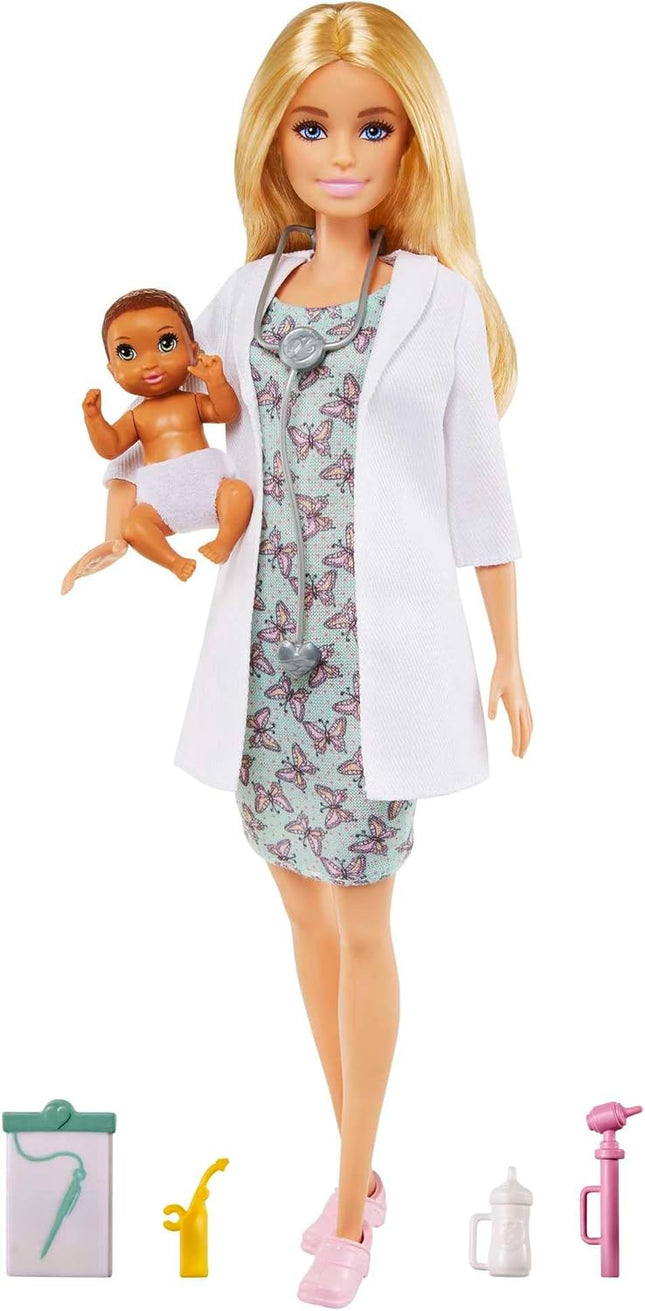 Barbie You Can Be Anything Doctor Doll – Blonde Fashion Doll in Medical Coat with Doctor Accessories, Career Role-Play Toy – GVK03