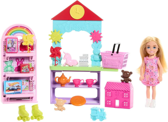 Barbie Chelsea You Can Be Toy Shop Playset – Blonde Doll with 20+ Accessories, Career Role-Play Toy Store Set – HNY59
