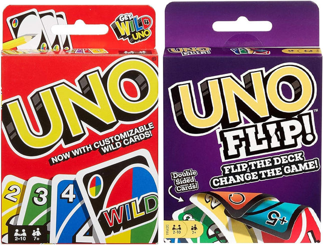 Mattel Games UNO + UNO Flip! Card Game Bundle