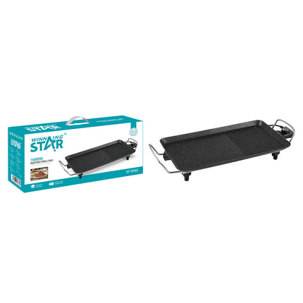 Winning Star 1600W Electric Grill Pan Non-Stick Indoor Griddle Frying Grilling Breakfast