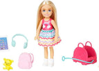 HJY17 - Barbie Chelsea Travel Set - Small Blonde Doll with Puppy, Pet Carrier, Opening B