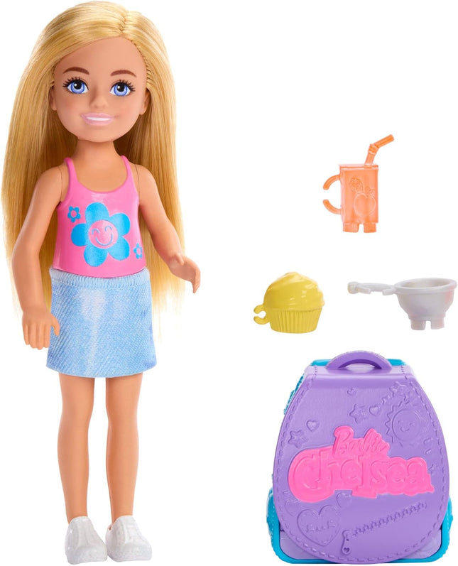 Barbie Family & Friends Cupcake Baking Backpack Playset – Blonde Chelsea Doll with Wearable Backpack & Baking Accessories – JBF46