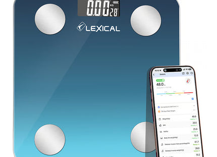 Lexical LBS-4372 Smart Bluetooth Body Fat Scale | Digital Weighing Scale 180kg | Tempered Glass | iOS & Android App
