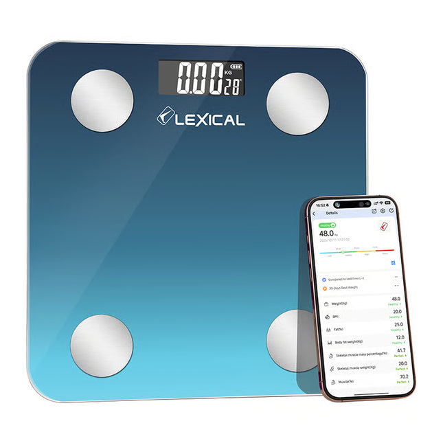 Lexical LBS-4372 Smart Bluetooth Body Fat Scale | Digital Weighing Scale 180kg | Tempered Glass | iOS & Android App