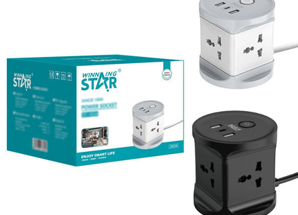 Winning Star Extension Sockets & Plug Adapters Collection | Power Socket Adapter 4 outlets 2500W 2 USB 1 Type-C 4 outlets + 2 USB + 1 Type-C, 3m cable, Power Socket Adapter 4 outlets 2500W EU Plug Silver 4 outlets, 5m cable, Power Socket Adapter...