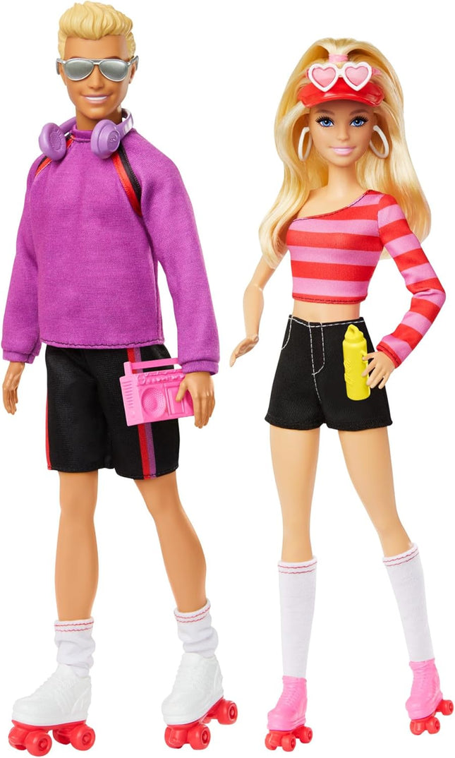 Barbie Fashionistas 65th Anniversary Set – 2 Ken Roller-Skating Fashion Dolls with 6 Accessories, Collectible Gift for Kids Ages 3+ – HXK90