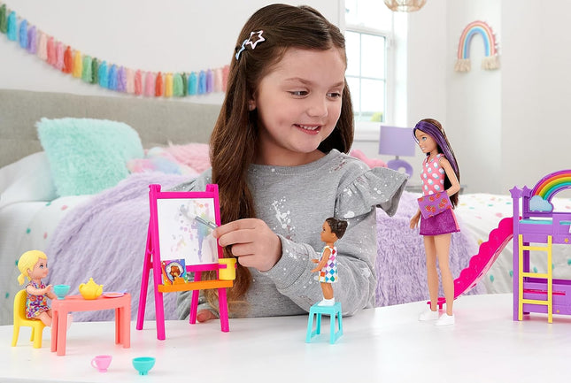 Barbie Skipper Babysitters Inc. Ultimate Daycare Playset – 3 Dolls, Bunk Beds, Color-Change Easel & 15+ Accessories – HND18