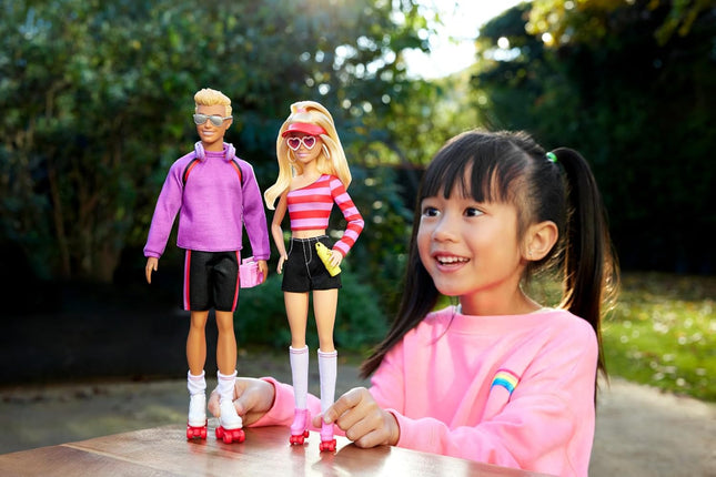 Barbie Fashionistas 65th Anniversary Set – 2 Ken Roller-Skating Fashion Dolls with 6 Accessories, Collectible Gift for Kids Ages 3+ – HXK90