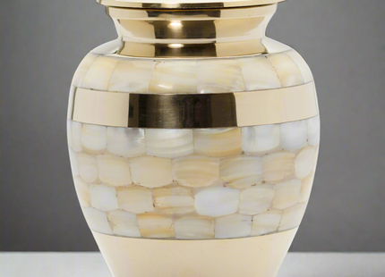 Royal Rapture Urn for Ashes Cremation Memorial Funeral Love Urns Brass Mother of Pearl Adult Child Human 3" 5" 8" (RMPR01)