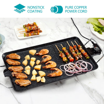 Winning Star 1600W Electric Grill Pan Non-Stick Indoor Griddle Frying Grilling Breakfast