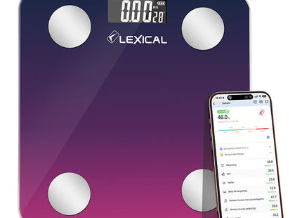 Lexical LBS-4372 Smart Bluetooth Body Fat Scale | Digital Weighing Scale 180kg | Tempered Glass | iOS & Android App