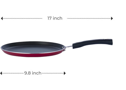 Vinod nepřilnavý Dosa Tawa (pánev) s indukčním dnem, hliníková plochá pánev kompatibilní s plynem a indukcí, povrch odolný proti poškrábání, rovnoměrný ohřev | Velikosti: 25cm, 28cm, 30cm
