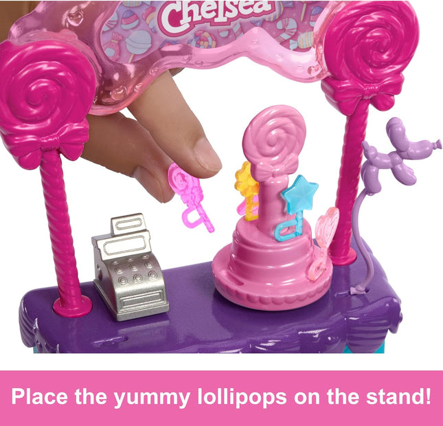 Barbie Chelsea Lollipop Stand Playset – 10-Piece Set from Barbie & Stacie to the Rescue Movie with Doll & Accessories – HRM07