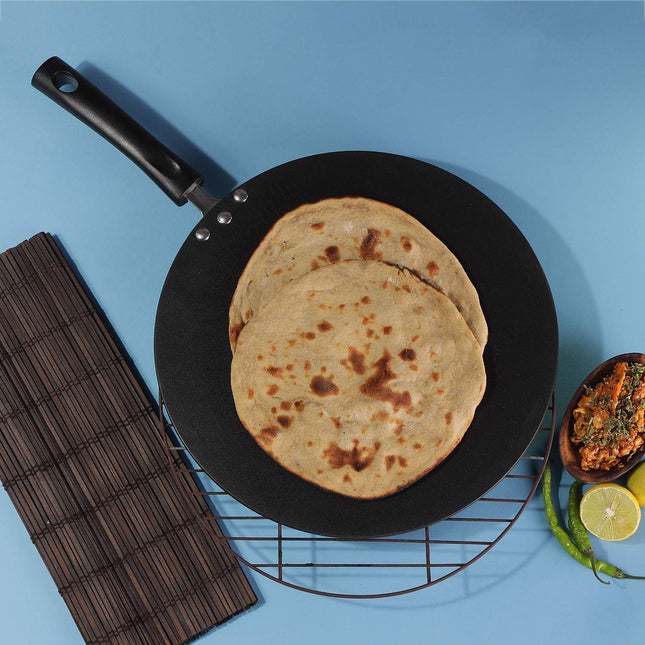 Vinod Concave Roti Tawa - 10.5 Inch Diameter - Griddle Pan - Crepe Pan - PFOA Free - Nonstick Pan - Designed For Quick & Uniform Cooking- Easy To Clean- Metal Spatula Friendly- Triple Riveted Handles