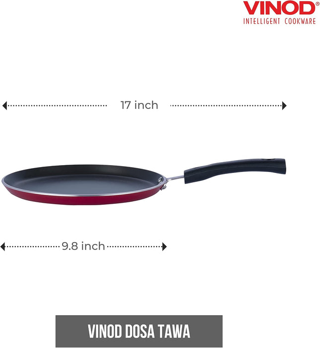 Vinod Non-Stick Dosa Tawa (Griddle) with Induction Base Aluminium Flat Tawa Gas & Induction Compatible Scratch Resistant Coating Even Heating | Sizes: 25cm, 28cm, 30cm