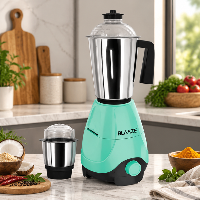 BLAAZE 600W Indian Mixer Grinder Mixie 3 Stainless Steel Jars 20000 RPM Chutney Masala Grinding Blending Juicing