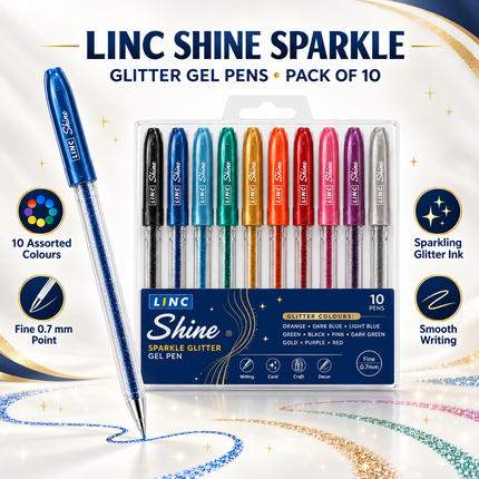 Linc Executive SL-500 or Shine Sparkle Gel Pens Pack of 10 Fine Point Writing Pens