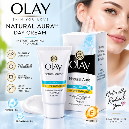 Olay Natural White Natural Aura Day Cream 40ml Face Moisturiser Brightening Cream