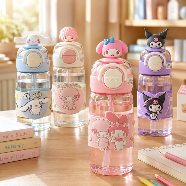 Sanrio Style Character Sports Water Bottle 630ml 700ml Dual Drink Bottle