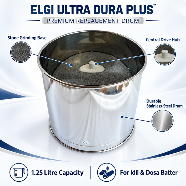 Elgi Ultra Dura Plus 1.25L Wet Grinder Replacement Drum Stone Grinding Drum for Idli Dosa Batter