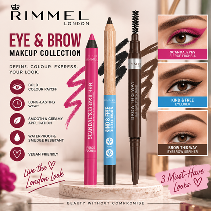 Rimmel London Makeup Collection Waterproof Kajal Eyeliner Eyebrow Pencil Brow Definer