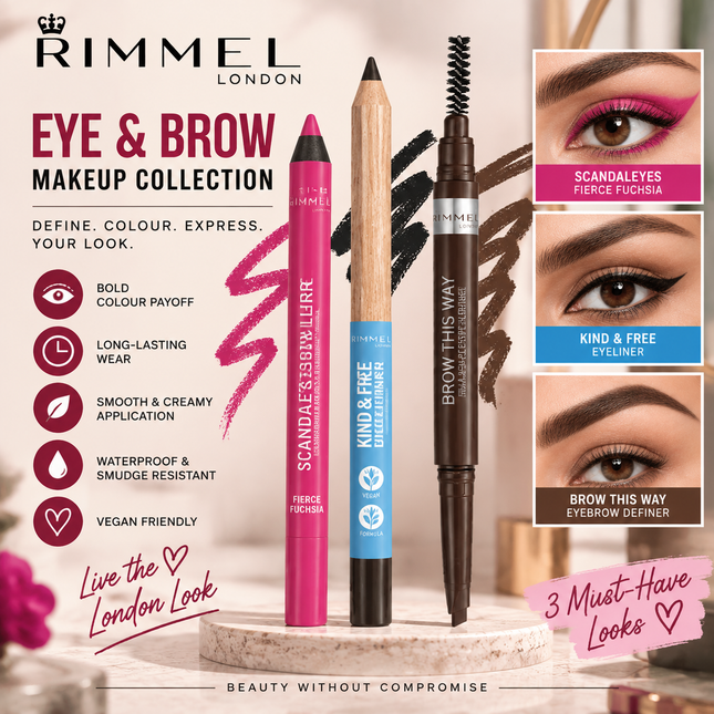 Rimmel London Makeup Collection Waterproof Kajal Eyeliner Eyebrow Pencil Brow Definer