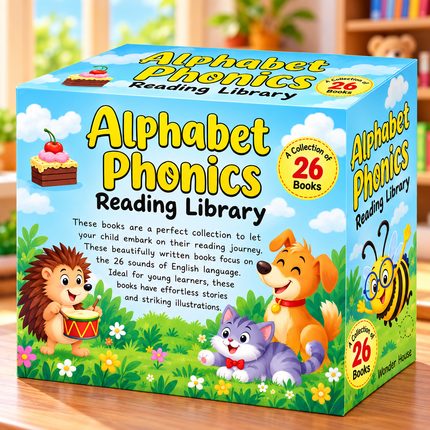 Alphabet Phonics Books for Kids 26 Book Reading Set English Sounds & Early Reading