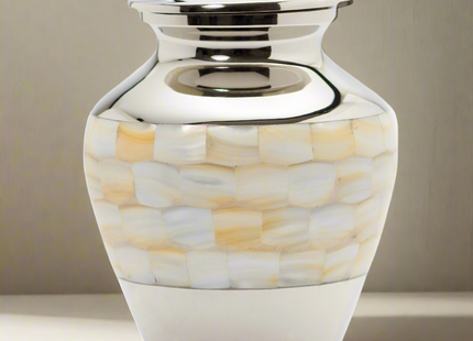 Royal Rapture Urn for Ashes Cremation Memorial Funeral Love Urns Brass Mother of Pearl Adult Child Human 3" 5" 8" (RMPR01)