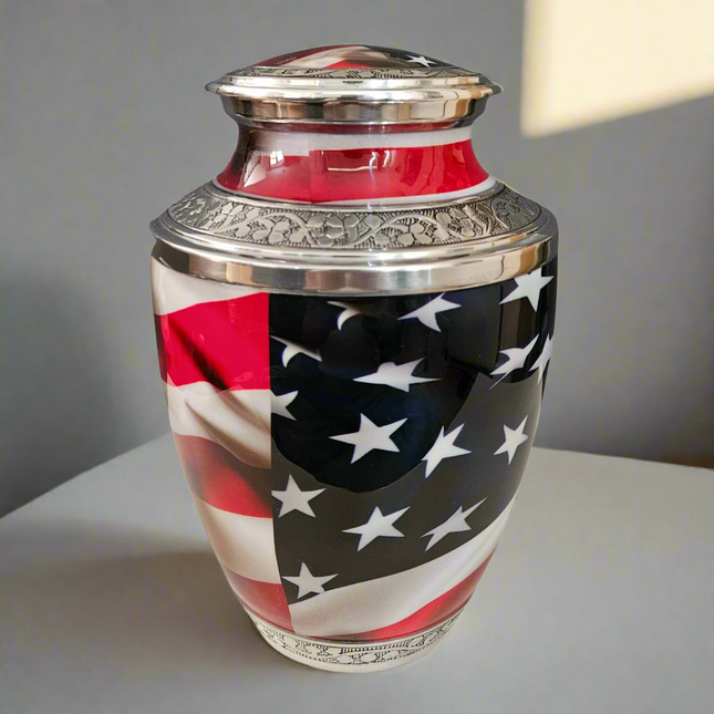 Royal Rapture Urn for ashes Cremation Memorial Funeral Love Urns Decorative Adult Human Child Flag Design USA UK Mexico Canada 10" Large (RJM04)