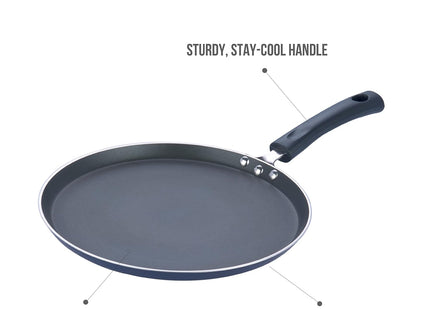 Vinod nepřilnavý Dosa Tawa (pánev) s indukčním dnem, hliníková plochá pánev kompatibilní s plynem a indukcí, povrch odolný proti poškrábání, rovnoměrný ohřev | Velikosti: 25cm, 28cm, 30cm