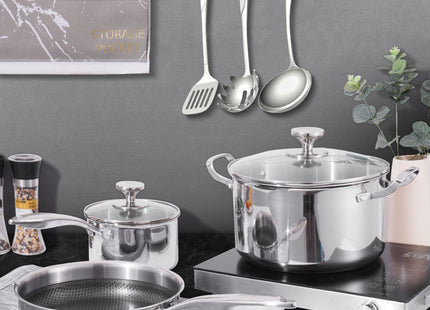 Winning Star Cookware Sets Collection | 10 Piece Cookware Set 23.5 2.3 Litre, 10 Piece Stainless Steel Cookware Set 24 6.5 Litre, 6 Piece Stainless Steel Cookware Set 24 1.4 Litre | Models ST-5219, ST-5101, ST-5215 | Pots And Pans | Cooking Pots |...