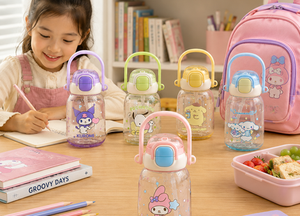Sanrio-style / Character Design Plastic Sports Water Bottles Collection | Dual-Drink Plastic Water Bottle 630ml, Dual-Drink Plastic Water Bottle 700ml | Models CH-2625, CH-9075 | Sports Water Bottle |