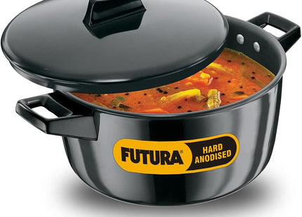HAWKINS Futura 2 Litre Cook n Serve Bowl, Hard Anodised Saucepan with Hard Anodised Lid, Sauce Pan for Cooking and Serving Aluminium