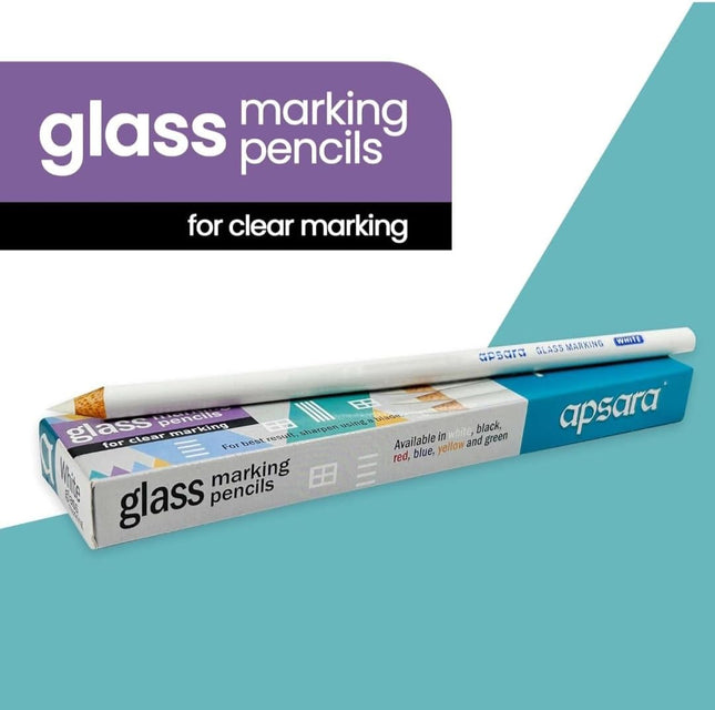 Apsara Glass Marking Pencils, White - Pack of 10