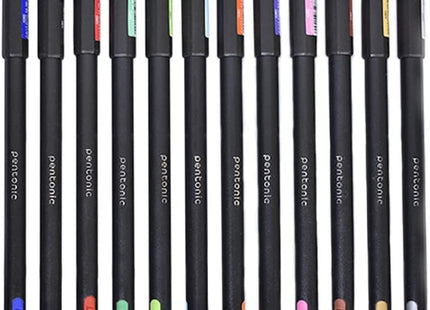Pentonic Writing Pens | Gel Pen, Ballpoint Pen & Glitter Gel | 0.6mm/0.7mm/1.0mm | 10 & 12 Pack
