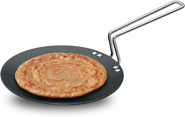 Futura Hard Anodised Concave Tawa with Steel Handle – Premium Non-Stick Griddle for Roti, Chapati & Paratha