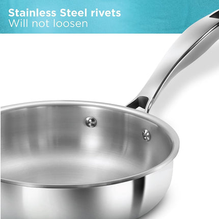 Hawkins Pro Tri Ply Stainless Steel Cookware Fry Pan Kadhai Lid Induction Gas Oven Safe