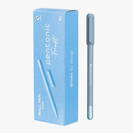 Pentonic Ballpoint & Frost Pens 0.7mm Fine Tip Pack of 10 Black Blue Red Smooth Writing Quick Dry Ink Stationery Set for School Office Home Notes Exams Journaling Everyday Writing