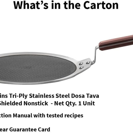 Hawkins Futura Triply Stainless Steel Non Stick Tava 26cm 28cm Shielded Honeycomb Dosa Paratha Pan Induction Compatible