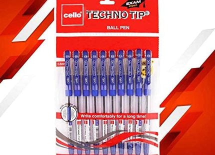 Cello Ball pen Pack of 10 (Techno Tip(Blue))