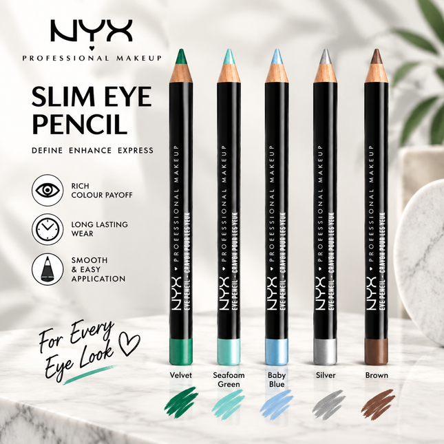 NYX Professional Makeup Slim Eye Pencil Creamy Eyeliner Pencil Long Lasting Eye Makeup