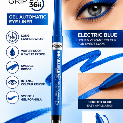 L'Oréal Paris Eye Makeup Collection Eyeshadow  Infallible Grip 36H Gel Eyeliner Pencil Waterproof