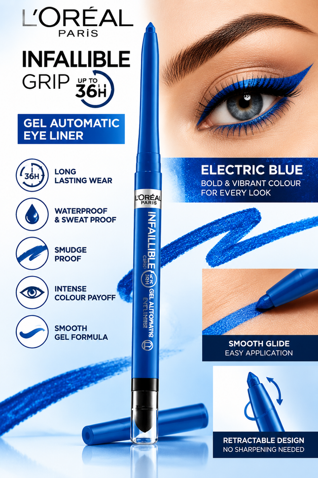 L'Oréal Paris Eye Makeup Collection Eyeshadow  Infallible Grip 36H Gel Eyeliner Pencil Waterproof